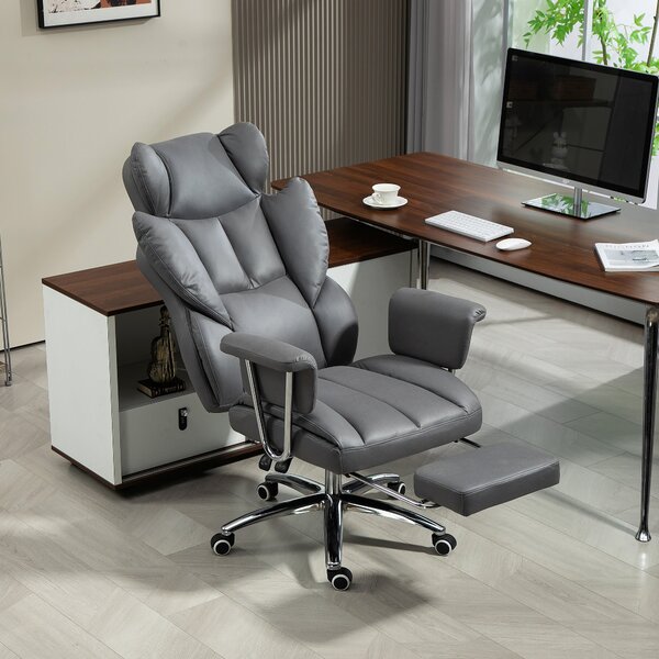 HOMCOM kancelářská židle s funkcí sklonu, ergonomická židle, výškově nastavitelná otočná židle s podnožkou, polstrovaná, nosnost až 120 kg, pro kancel
