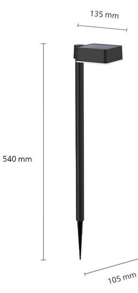 Philips 8720169265684 Outdoor solar Vynce solární zapichovací svítidlo/sloupek LED 1,5W/200lm 2700K IP44 černá