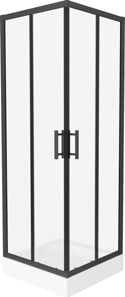 MEXEN - Rio sprchový kout, čtvercový, 70 x 70 cm, transparentní - černá + sprchová vanička, Rio - bílá - 860-070-070-70-00-4510