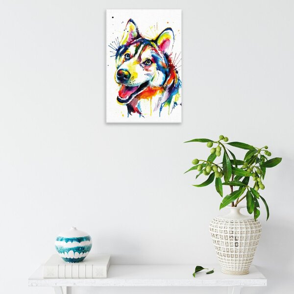 Obraz na plátně - Husky v barvách - 40x60 cm