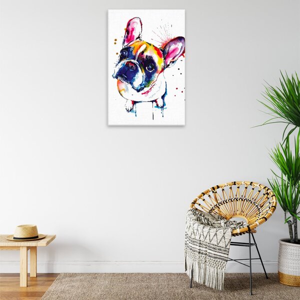 Obraz na plátně - Francouzský buldoček v barvách - 40x60 cm