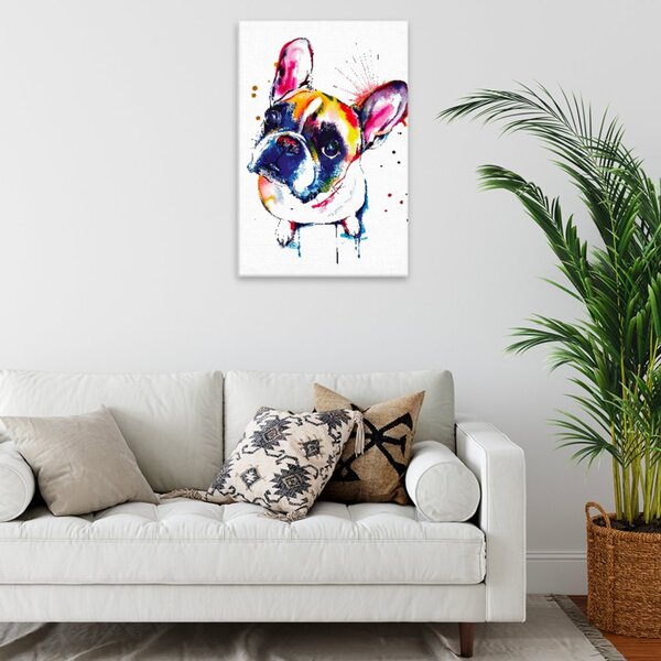 Obraz na plátně - Francouzský buldoček v barvách - 40x60 cm