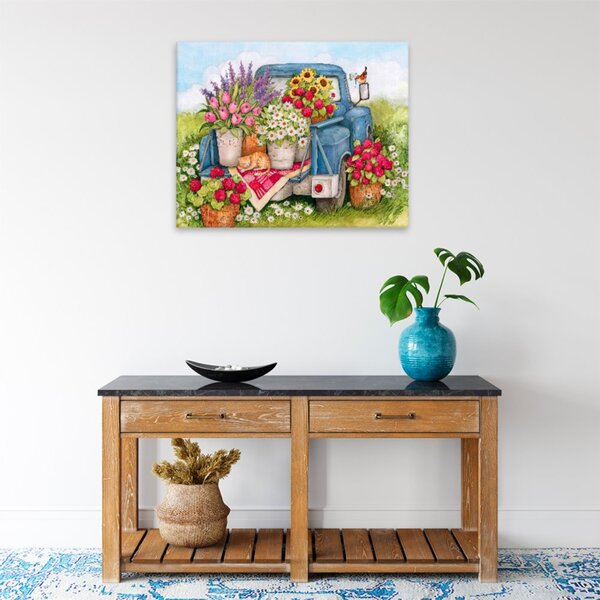 Obraz na plátně - Auto plné květin - 50x40 cm