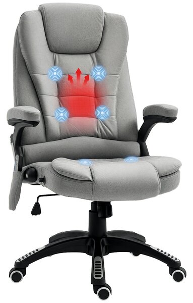 Vinsetto Kancelářská židle s vibrační masáží, ergonomická pracovní židle s topením, sklápěcí funkce, výškově nastavitelná exekutivní židle s dálkovým