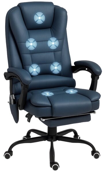 Kancelářská židle Vinsetto s masážní funkcí, ergonomická manažerská židle s funkcí sklápění, výškově nastavitelná otáčivá pracovní židle s dálkovým ov