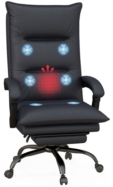 Ergonomická kancelářská židle Vinsetto s masážní funkcí, bederním vyhříváním a výškově nastavitelným odpočinkovým opěradlem, 360° otočná exekutivní ži