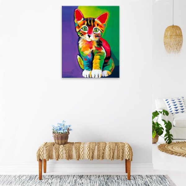 Obraz na plátně - Barevné koťátko - 40x50 cm