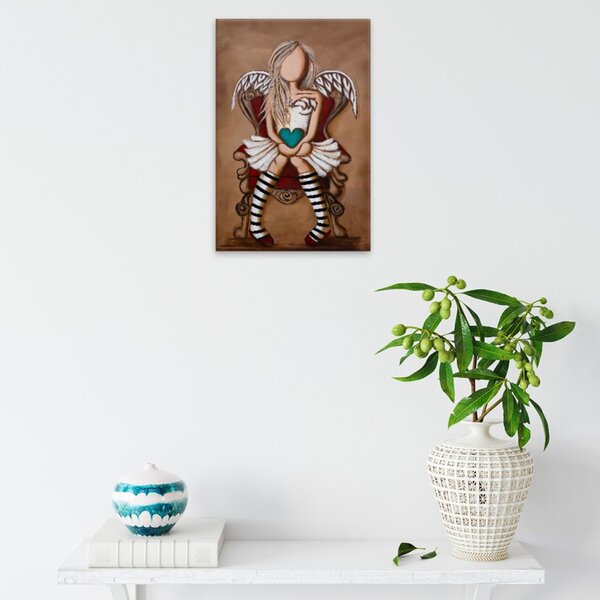 Obraz na plátně - Anděl se srdcem na dlani - 40x60 cm