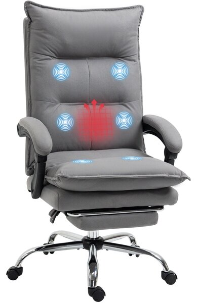 Ergonomická kancelářská židle Vinsetto s masážní funkcí, zahřívání bederní části, sklopná funkce, nastavitelný podnožka, 360° otáčecí exekutivní židle