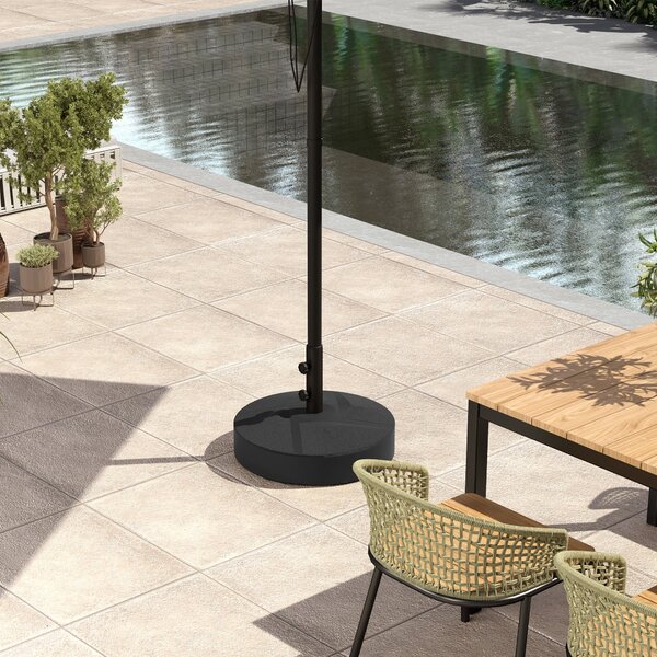 Stojan na slunečník Outsunny s možností naplnění do 30 kg, kulatý držák slunečníku pro průměr tyče 36/38/48 mm, pro balkon, terasu, zahradu, černý | A