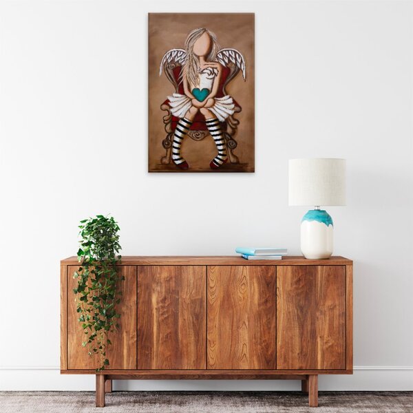 Obraz na plátně - Anděl se srdcem na dlani - 40x60 cm