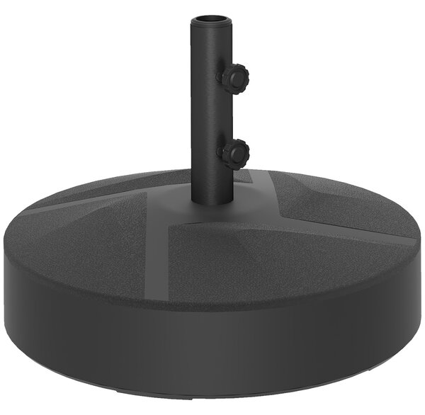 Stojan na slunečník Outsunny s možností naplnění do 30 kg, kulatý držák slunečníku pro průměr tyče 36/38/48 mm, pro balkon, terasu, zahradu, černý | A