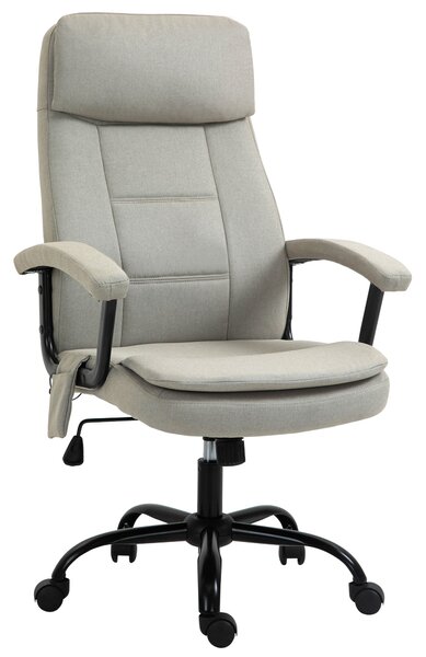 Vinsetto kancelářská židle s masážní funkcí, výškově nastavitelná, ergonomická otočná židle s povrchem připomínajícím len, béžová 63 x 70 x 112-121 cm