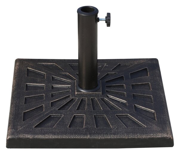 Outsunny Podstavec pro Slunečník 15 kg, Čtvercový Držák Slunečníku, Váha pro Slunečník s Průměrem Tyče 38mm, pro Balkón, Terasu, Zahradu, Bronz | Aoso