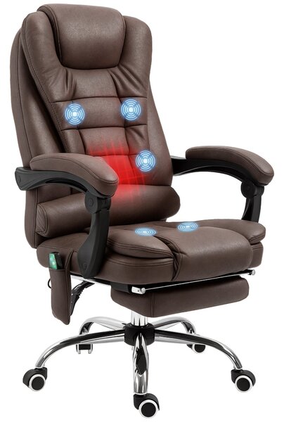 Kancelářská židle Vinsetto s masážní funkcí, ergonomická kancelářská židle s možností sklonu a vyhřívání, výškově nastavitelná počítačová židle s opěr