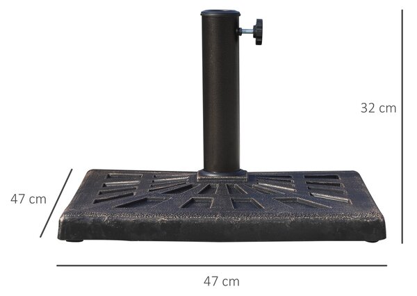 Outsunny Podstavec pro Slunečník 15 kg, Čtvercový Držák Slunečníku, Váha pro Slunečník s Průměrem Tyče 38mm, pro Balkón, Terasu, Zahradu, Bronz | Aoso