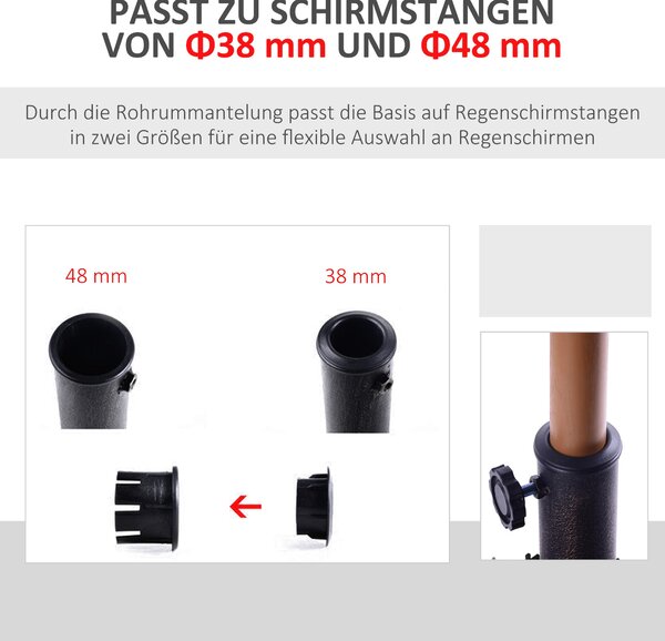 Outsunny Podstavec pro Slunečník 15 kg, Čtvercový Držák Slunečníku, Váha pro Slunečník s Průměrem Tyče 38mm, pro Balkón, Terasu, Zahradu, Bronz | Aoso