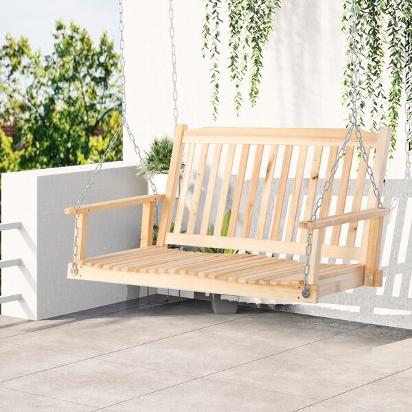 Zahradní houpačka Outsunny pro 2 osoby - Pevná dřevěná lavička 117 x 69 x 60 cm | Aosom