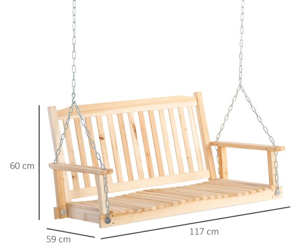 Zahradní houpačka Outsunny pro 2 osoby - Pevná dřevěná lavička 117 x 69 x 60 cm | Aosom