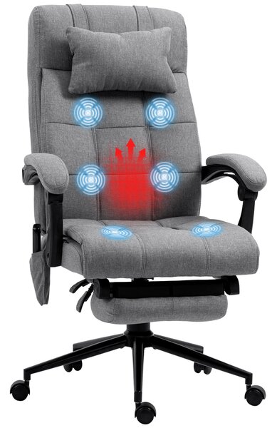 Vinsetto kancelářská židle s masážní funkcí, ergonomická kancelářská židle s funkcí sklápění, ohřívání bederní části, výškově nastavitelná počítačová