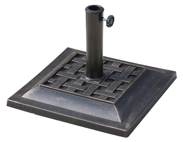 Stojan na slunečník Outsunny, polyesterová pryskyřice, 9 kg, základna pro slunečníky s průměrem pól 38 mm/48 mm, pro zahradu, balkon, bronzová | Aosom