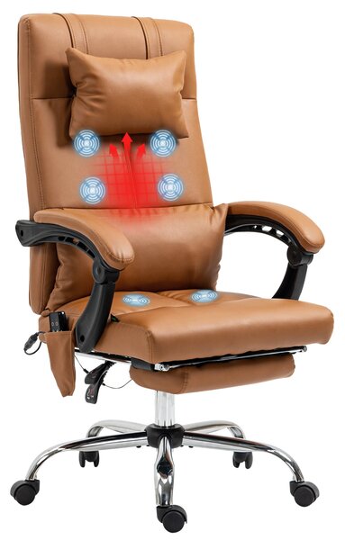 Kancelářská židle Vinsetto s masážní funkcí, ergonomická manažerská židle s topením, sklápěcí funkcí, bederní oporou a opěrkou hlavy, výškově nastavit