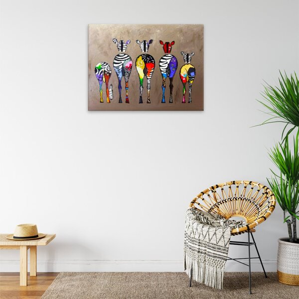 Obraz na plátně - Barevné zebry zezadu - 40x30 cm