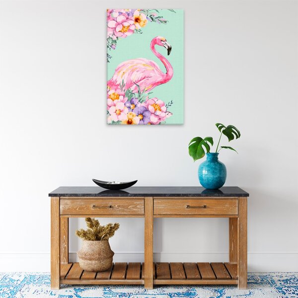 Obraz na plátně - Plameňák v květech - 40x60 cm