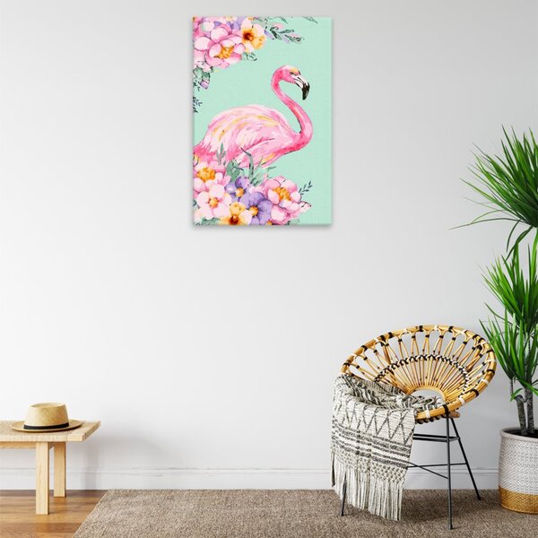 Obraz na plátně - Plameňák v květech - 40x60 cm