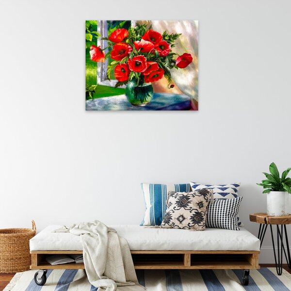 Obraz na plátně - Vlčí mák ve váze - 50x40 cm