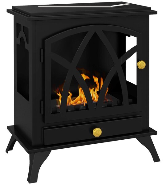 HOMCOM Volně stojící bioetanolová krb s 1,2L hořákem a 3hodinovou dobou, ocelový bio krb s pokrytím 25㎡, 45x28x54cm, černý | Aosom