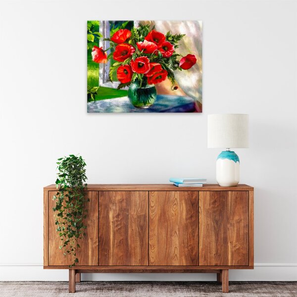 Obraz na plátně - Vlčí mák ve váze - 50x40 cm