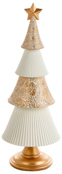 Sada 2 vánočních dekorací ASPO 32/41 cm Vánoční stromek Krémově bílá/Zlatá