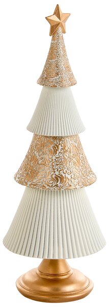 Sada 2 vánočních dekorací ASPO 32/41 cm Vánoční stromek Krémově bílá/Zlatá