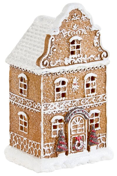 Sada 3 vánočních dekorací LED RIMPI 21/25/26 cm Domek Hnědá