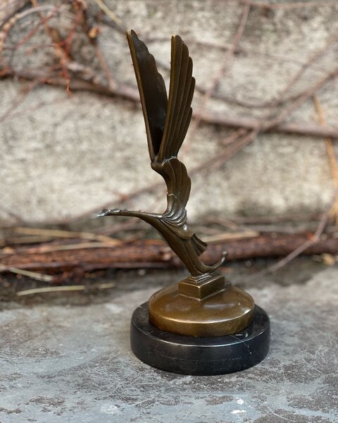 Bronzová socha soška - Čáp bílý pták - art deco