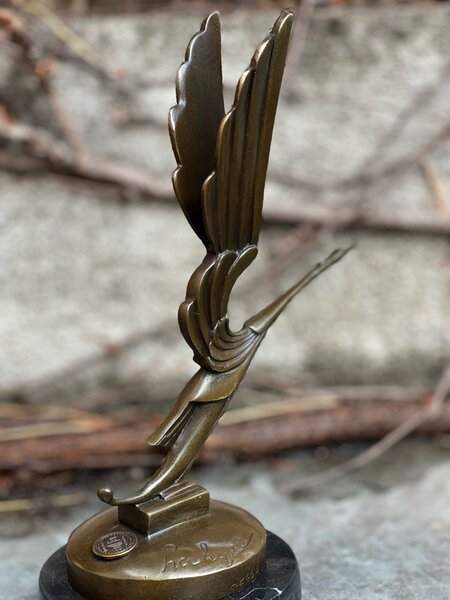 Bronzová socha soška - Čáp bílý pták - art deco