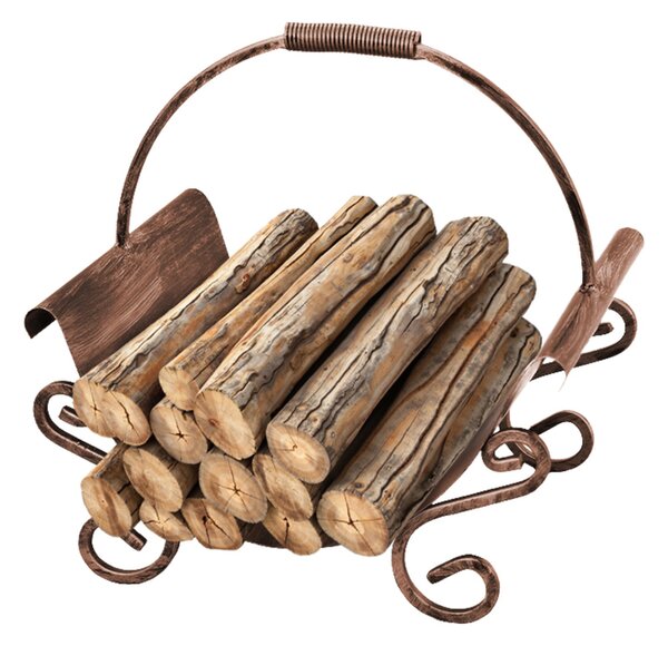 Koš na dřevo do krbu - Měděná patina (Versanis)