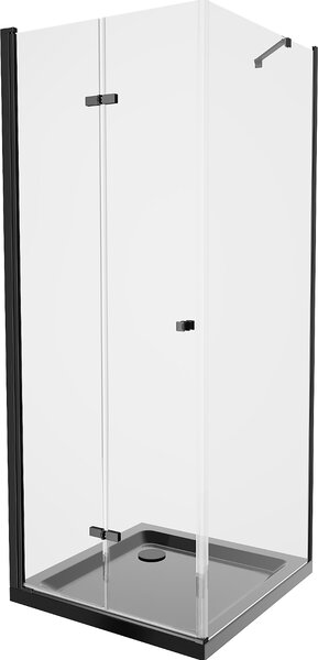 MEXEN - Lima sprchový kout, dveře skládací 80 x 80 cm, transparentní, černá + vanička Flat, černá - 856-080-080-70-00-4070B