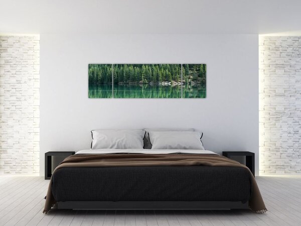 Obraz - Jehličnany u jezera (170x50 cm)