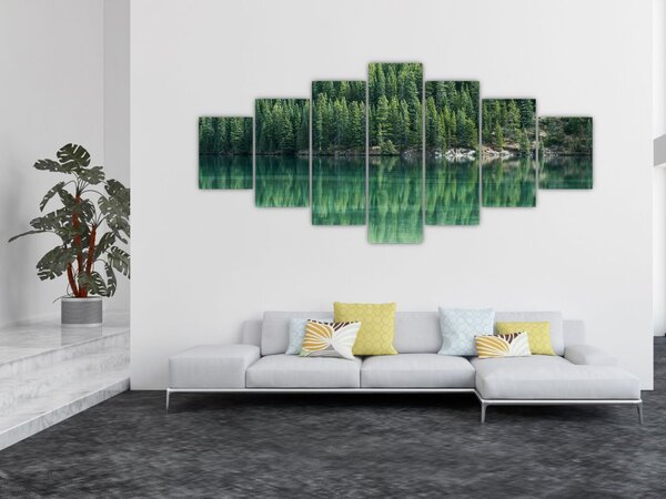 Obraz - Jehličnany u jezera (210x100 cm)