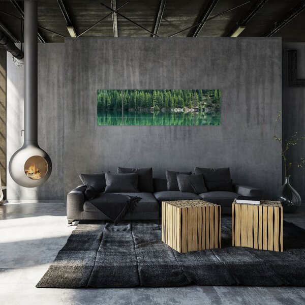 Obraz - Jehličnany u jezera (170x50 cm)