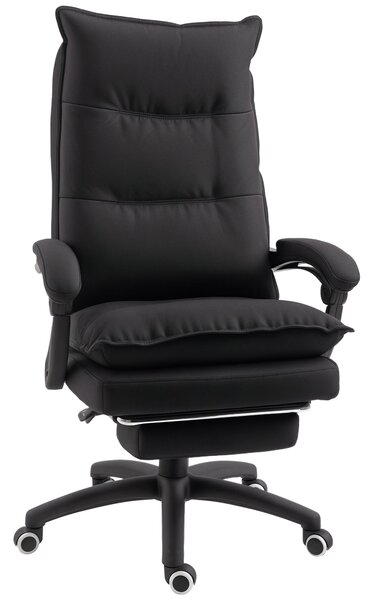 Ergonomická kancelářská židle Vinsetto s masážní funkcí, výškově nastavitelná s opěrkou na nohy, dálkové ovládání a časovač, černá | Aosom