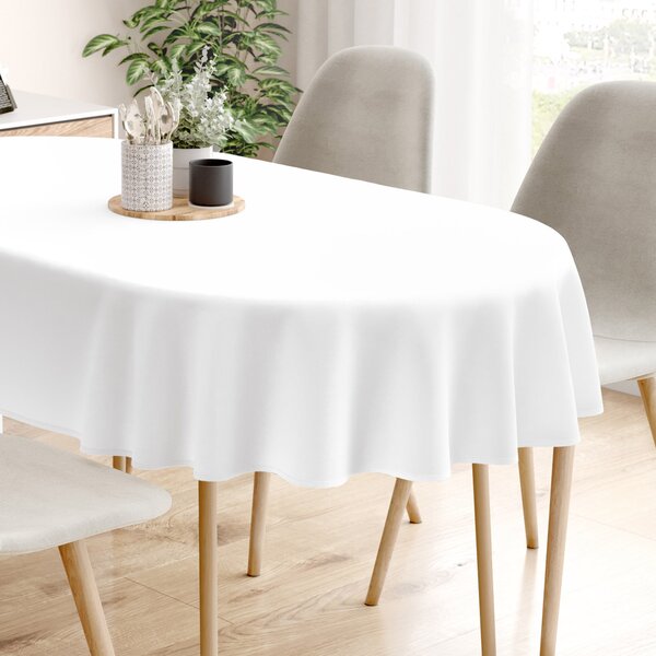Goldea oválný ubrus 100% bavlněné plátno - bílý 140 x 180 cm