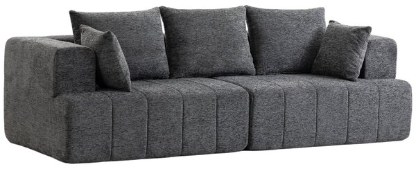 HOMCOM 3místná čenilová pohovka, 248 cm, moderní obývací pohovka s hlubokým polstrováním a taštičkovými pružinami, širokými područkami, 2 polštáři, pr