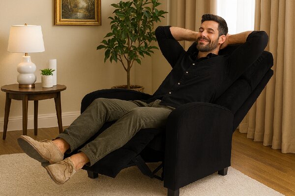 Relaxační křeslo René rozkládací černé