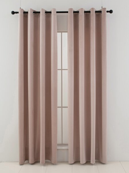 MK Lůžkoviny Sametové zatemňovací závěsy Cesar pudrové - 140 x 160 cm (2ks) - kroužky