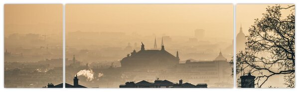 Obraz - Město pod mlhou (170x50 cm)