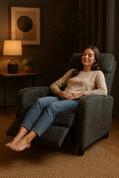 Relaxační křeslo René rozkládací šedé
