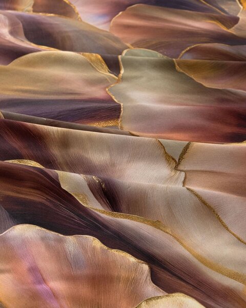 Matějovský Povlečení SERAFINA, florální vzor, hnědo-fialové, bavlněný satén digitál, 140x200cm + 70x90cm